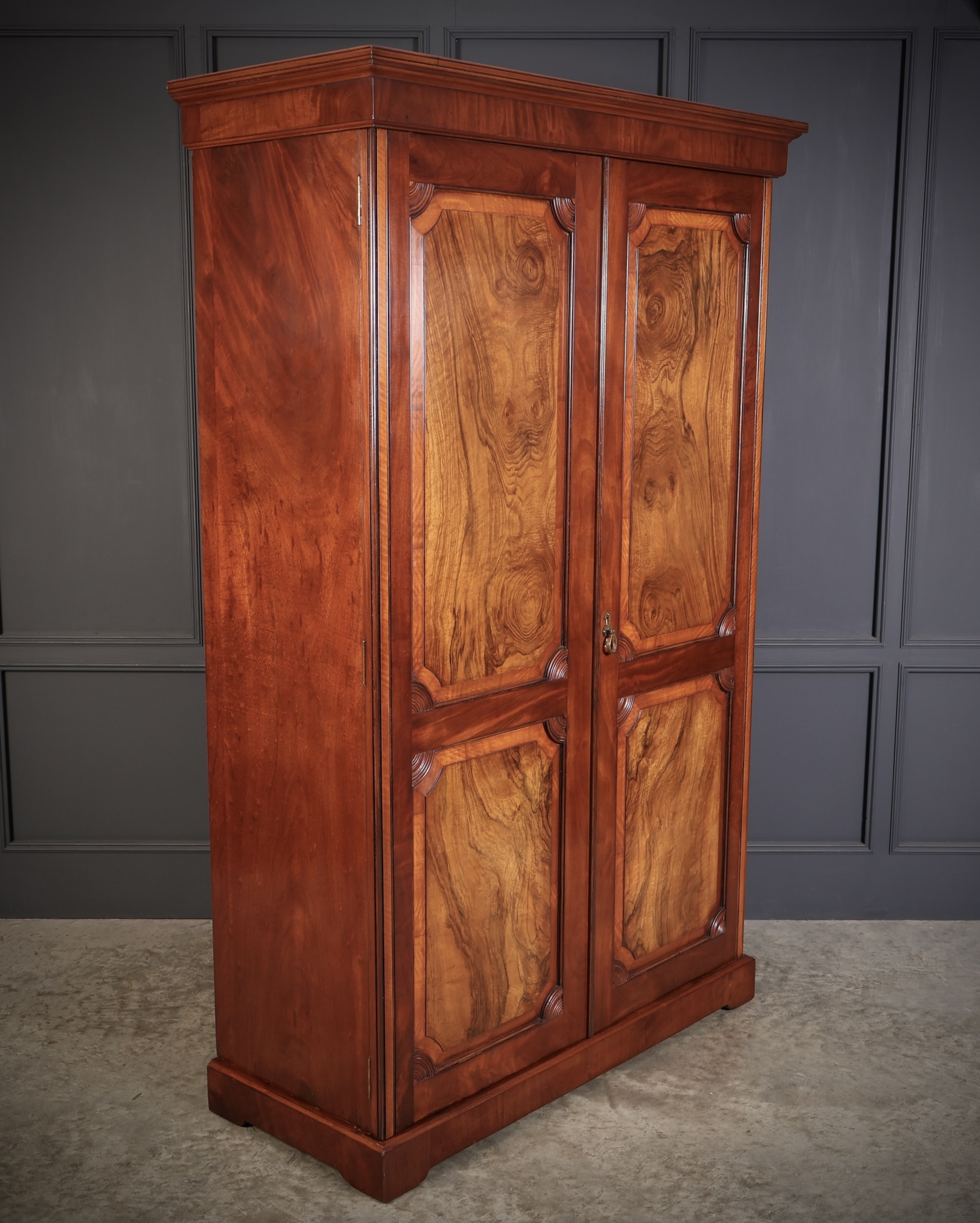 Victorian Mahogany & Walnut Wardrobe